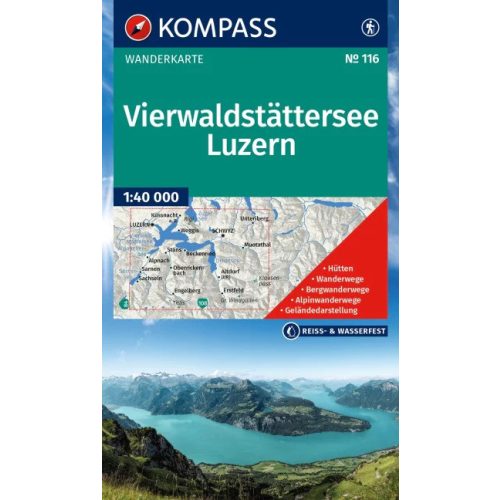 Vierwaldstättersee, Luzern turistatérkép (WK 116) - Kompass