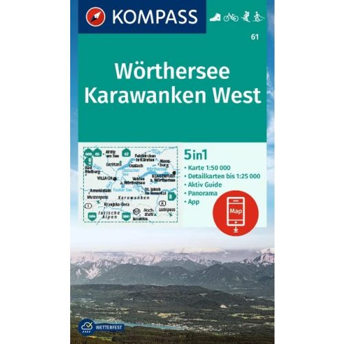 Wörthersee & Karawanken (West), hiking map (WK 61) - Kompass