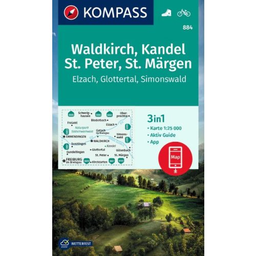 Waldkirch, Kandel, St.Peter & St. Märgen, hiking map (WK 884) - Kompass