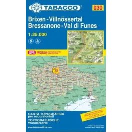 Bressanone & Val di Funes, hiking map (030) - Tabacco