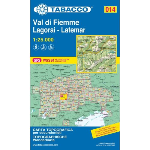 Val di Fiemme, Lagorai & Latemar, hiking map (014) - Tabacco