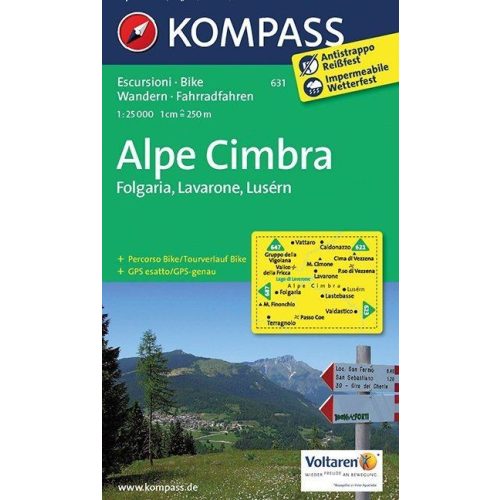 Alpe Cimbra turistatérkép (WK 631) - Kompass