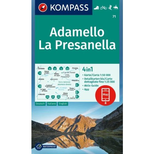 Adamello, La Presanella turistatérkép (WK 71) - Kompass