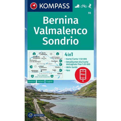 Bernina, Valmalenco & Sondrio, hiking map (WK 93) - Kompass