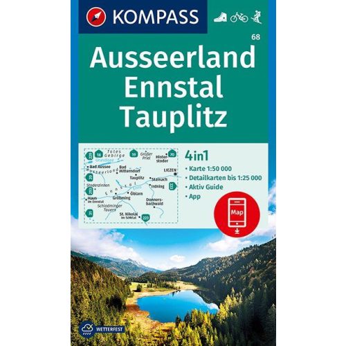 Ausseerland, Ennstal, Tauplitz turistatérkép (WK 68) - Kompass