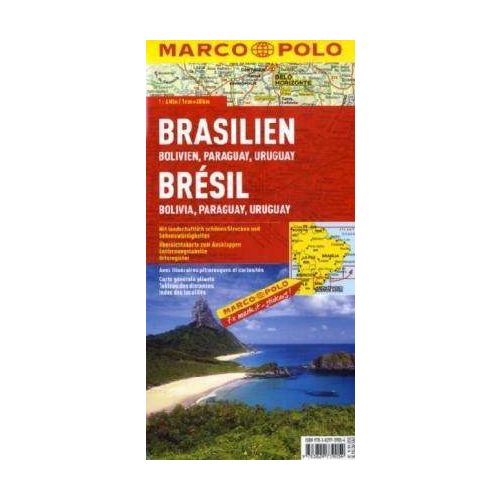 Brazília, Bolívia, Paraguay, Uruguay térkép - Marco Polo