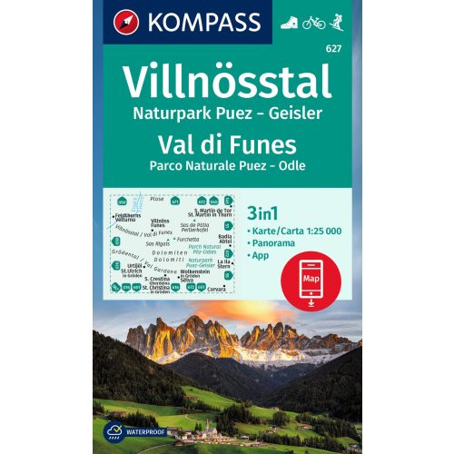 Val di Funes turistatérkép (WK 627) - Kompass