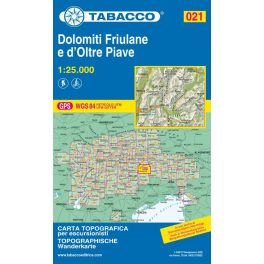   Dolomiti Friulane e d'Oltre Piave, hiking map (021) - Tabacco