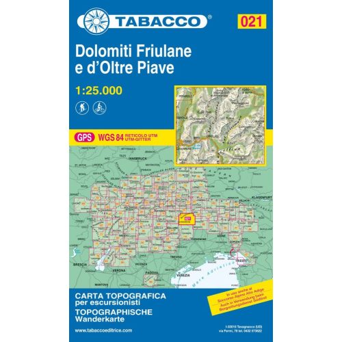 Dolomiti Friulane e d'Oltre Piave, hiking map (021) - Tabacco