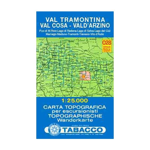 Val Tramontina, Val Cosa, Val d'Arzino térkép - 028 Tabacco