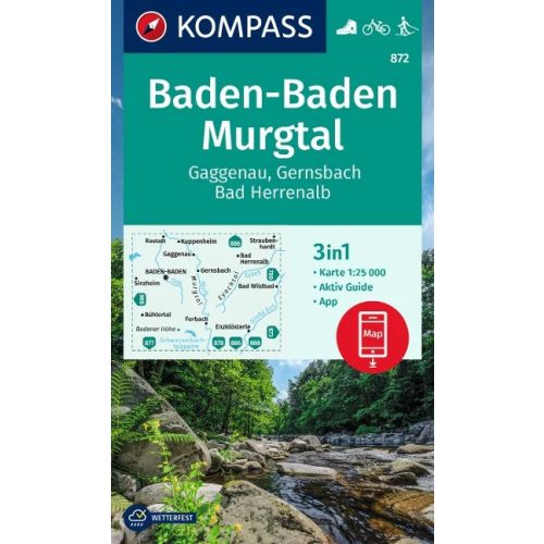 Baden-Baden, Murgtal turistatérkép (WK 872) - Kompass