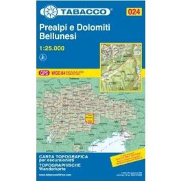 Prealpi e Dolomiti Bellunesi, hiking map (024) - Tabacco