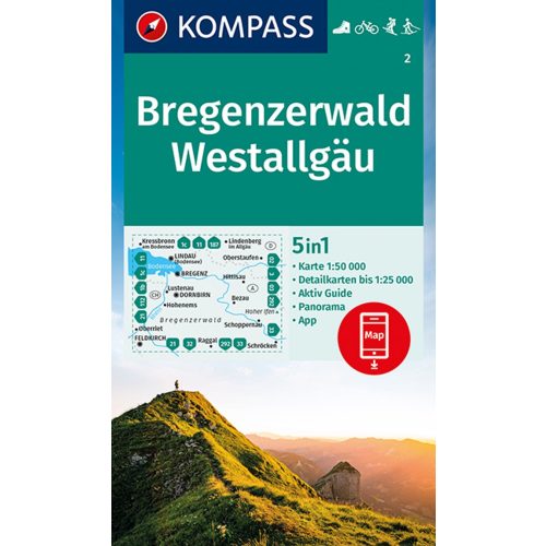 Bregenzerwald, Westallgäu turistatérkép (WK 2) - Kompass