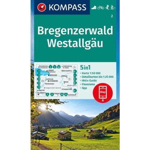 Bregenzerwald, Westallgäu turistatérkép (WK 2) - Kompass