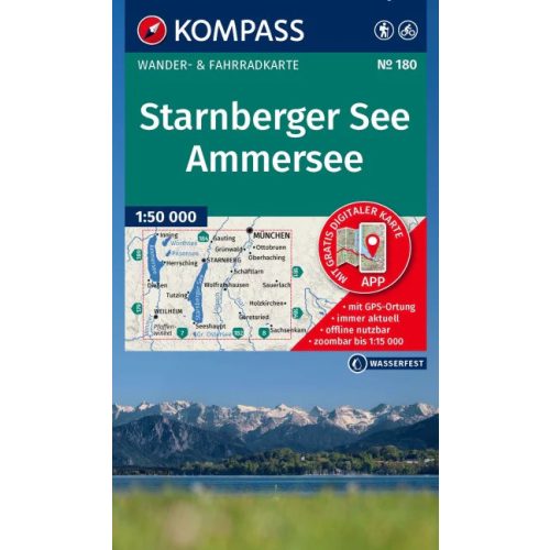 Starnberger See, Ammersee turistatérkép (WK 180) - Kompass