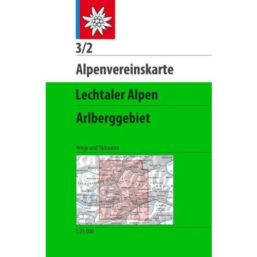 Lechtali-Alpok: Arlberg-vidék turistatérkép (3/2) - Alpenvereinskarte
