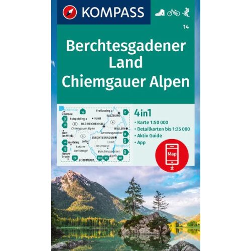 Berchtesgadener Land, Chiemgauer Alpen turistatérkép (WK 14) - Kompass