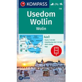 Usedom, Wolin turistatérkép (WK 738) - Kompass