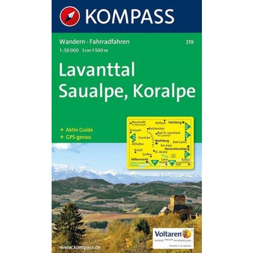Lavanttal, Saualpe, Koralpe turistatérkép (WK 219) - Kompass