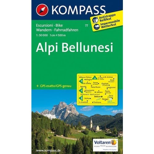 Alpi Bellunesi turistatérkép (WK 77) - Kompass