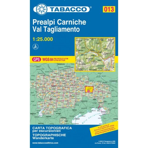 Prealpi Carniche & Val Tagliamento, hiking map (013) - Tabacco