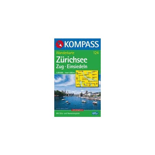 Zürichi-tó, Zug, Einsiedeln turistatérkép (WK 124) - Kompass