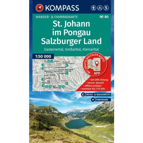 St. Johann im Pongau & Salzburger Land, hiking map (WK 80) - Kompass