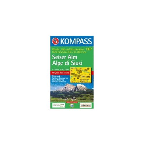 Alpe di Siusi turistatérkép (WK 067) - Kompass