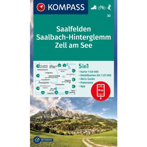 Saalfelden, Saalbach-Hinterglemm, Zell am See turistatérkép (WK 30) - Kompass