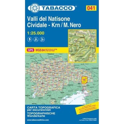 Valli del Natisone, Cividale & Krn, hiking map (041) - Tabacco