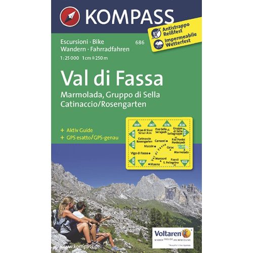 Val di Fassa, hiking map (WK 686) - Kompass