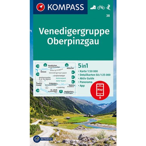 Venedigergruppe & Oberpinzgau, hiking map (WK 38) - Kompass
