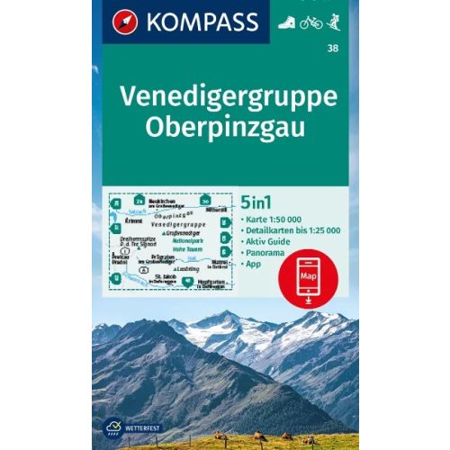 Venedigergruppe & Oberpinzgau, hiking map (WK 38) - Kompass