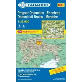 Dolomiti di Braies & Marebbe, hiking map (031) - Tabacco