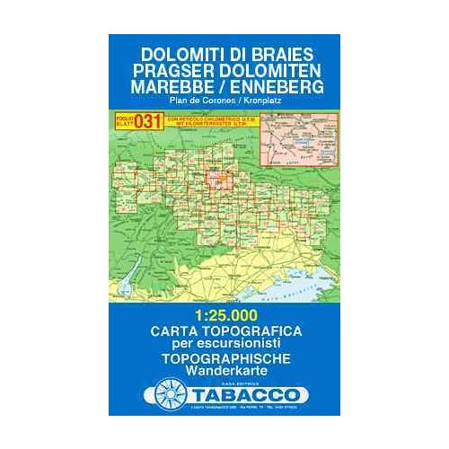 Dolomiti di Braies (Pragser Dolomiten), Marebbe (Enneberg) térkép (031) - Tabacco