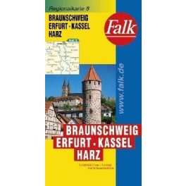 Braunschweig, Erfurt, Kassel, Harz autótérkép - Falk 