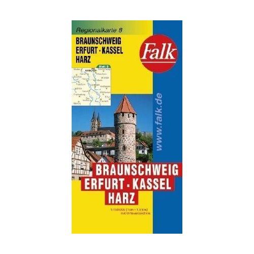 Braunschweig, Erfurt, Kassel, Harz autótérkép - Falk 