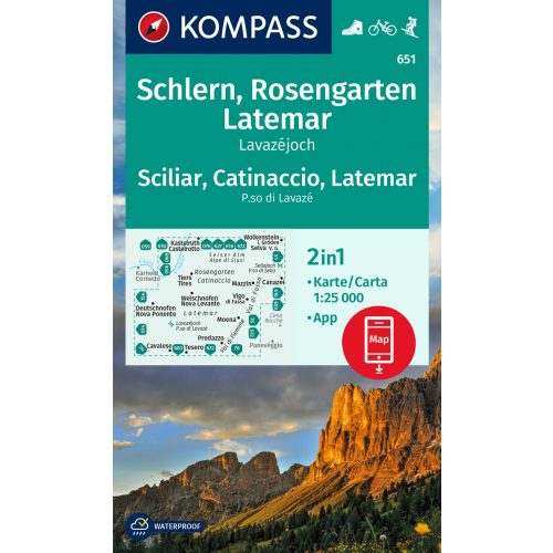 Sciliar, Catinaccio & Latemar, hiking map (WK 651) - Kompass