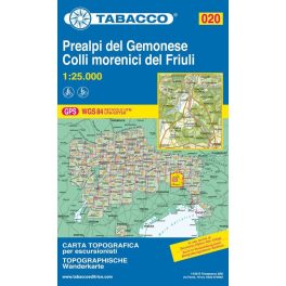   Prealpi del Gemonese & Colli morenici del Friuli, hiking map (020) - Tabacco