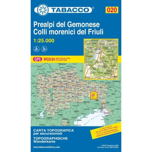 Prealpi del Gemonese & Colli morenici del Friuli, hiking map (020) - Tabacco