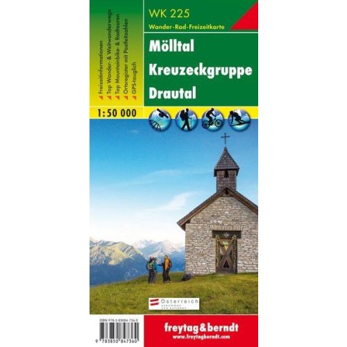 Mölltal, Kreuzeckgruppe, Drautal turistatérkép (WK 225) - Freytag-Berndt