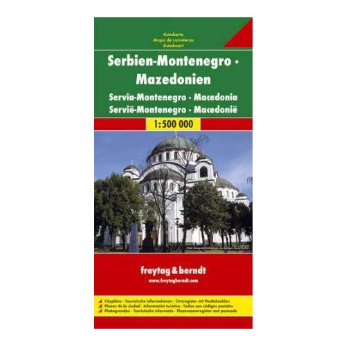 Serbia, Montenegro & Macedonia, road map - Freytag-Berndt