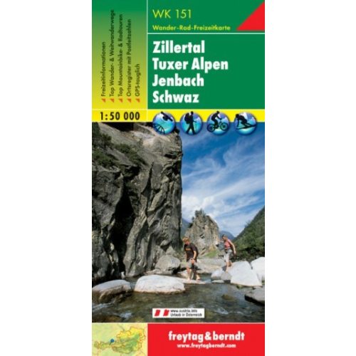 Zillertal, Tuxer Alpen, Jenbach, Schwaz turistatérkép (WK 151) - Freytag-Berndt
