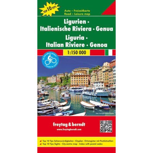 Liguria, Olasz Riviéra, Genova autótérkép - Freytag-Berndt Top 10 Tips