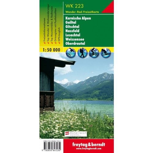 Karnische Alpen, Gailtal, Gitschtal, Nassfeld, Lesachtal, Weissensee & Oberdrautal, hiking map (WK 223) - Freytag-Berndt