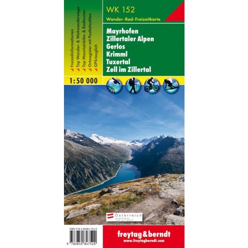 Mayrhofen, Zillertaler Alpen, Gerlos, Krimml, Tuxertal, Zell im Zillertal turistatérkép (WK 152) - Freytag-Berndt