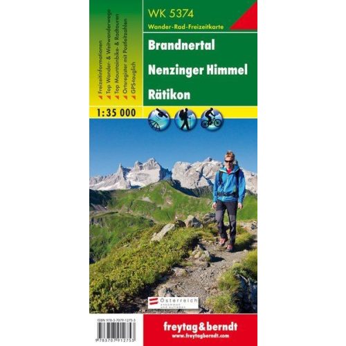 Brandnertal, Nenzinger Himmel, Rätikon turistatérkép (WK 5374) - Freytag-Berndt