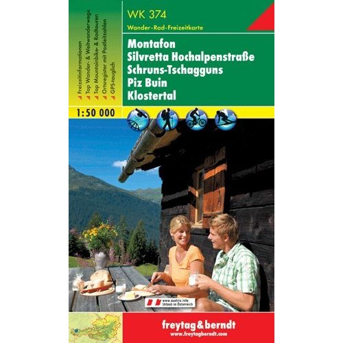 Montafon, Silvretta Hochalpenstraße, Schruns-Tschagguns, Piz Buin & Klostertal, hiking map (WK 374) - Freytag-Berndt