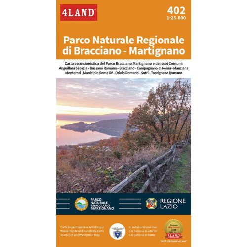 Bracciano-Martignano Natural Park, hiking map (402) - 4LAND
