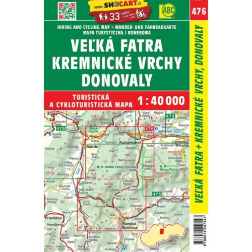 Great Fatra Mountains, Kremnica Mountains & Donovaly, hiking map (SC 476) - ShoCart